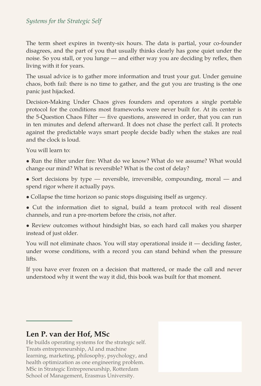 Decision-Making Under Chaos — back cover