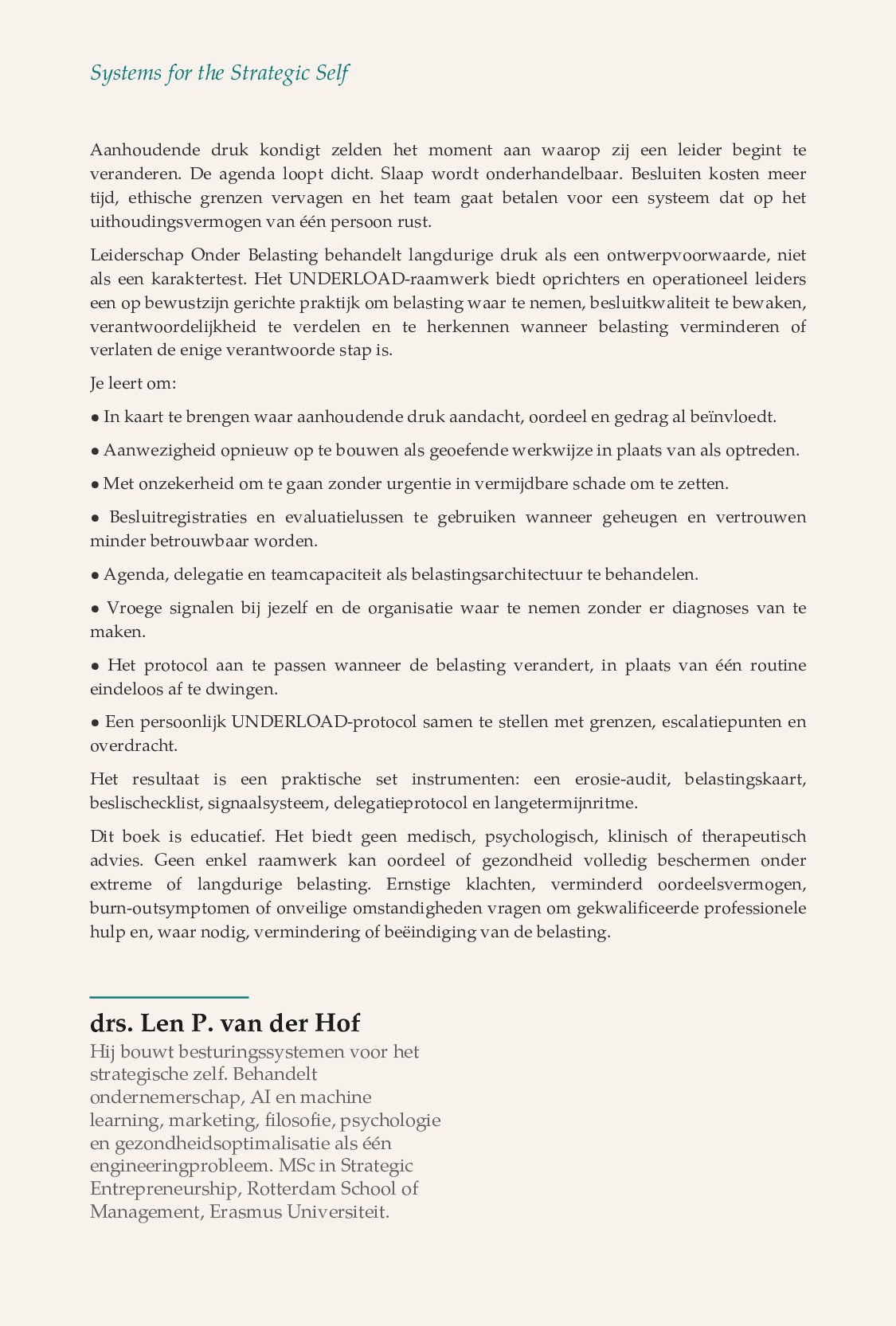 Leiderschap Onder Belasting — achterkant