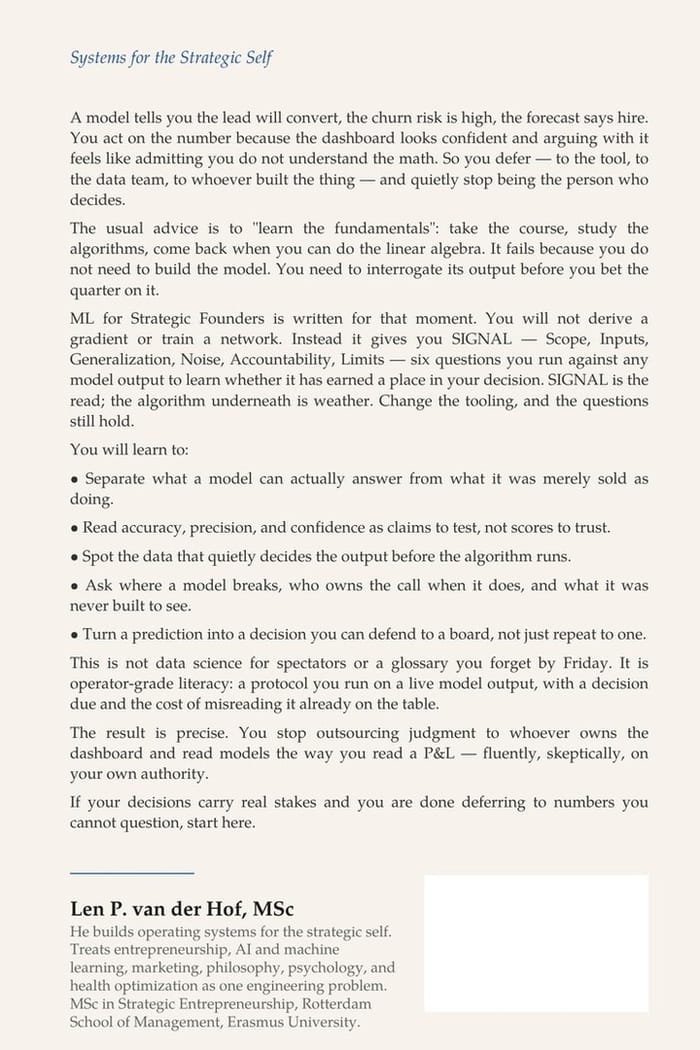 ML for Strategic Founders — back cover