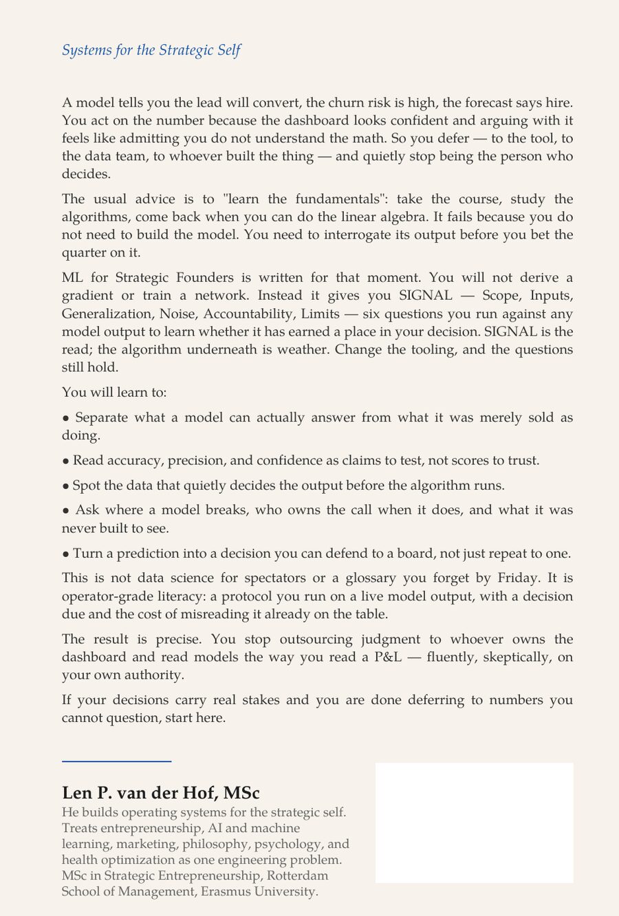 ML for Strategic Founders — back cover