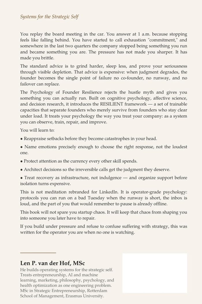 Psychology of Founder Resilience — back cover