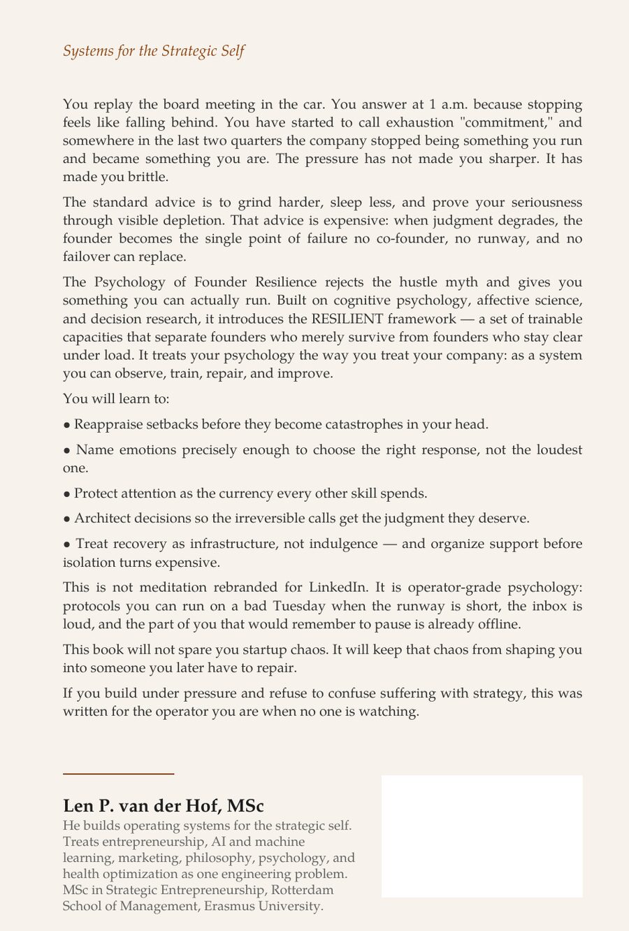 Psychology of Founder Resilience — back cover