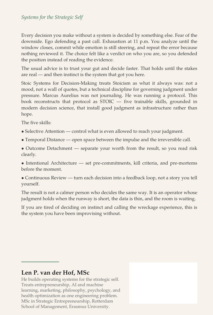 Stoic Systems for Decision-Making — back cover