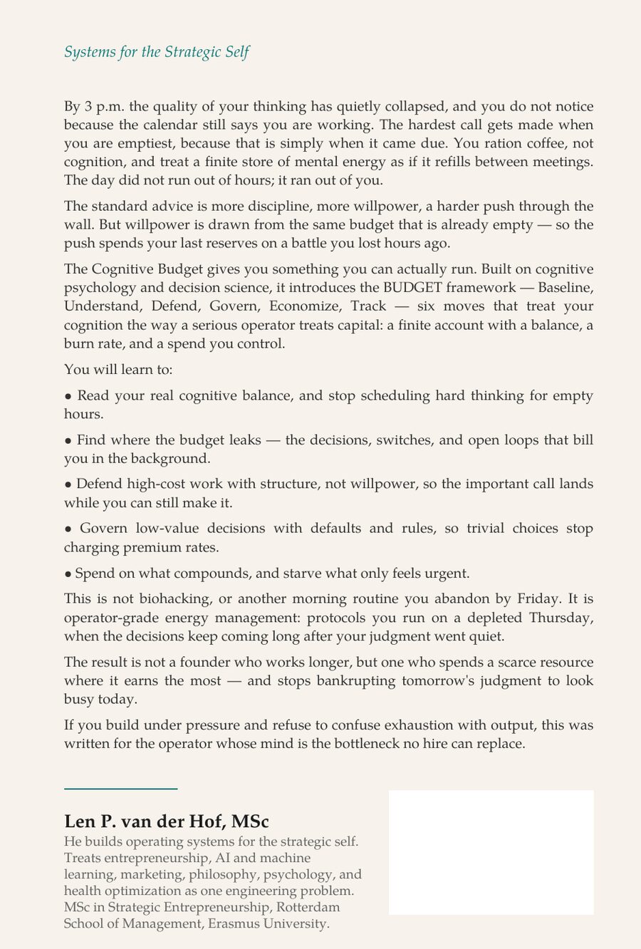 The Cognitive Budget — back cover