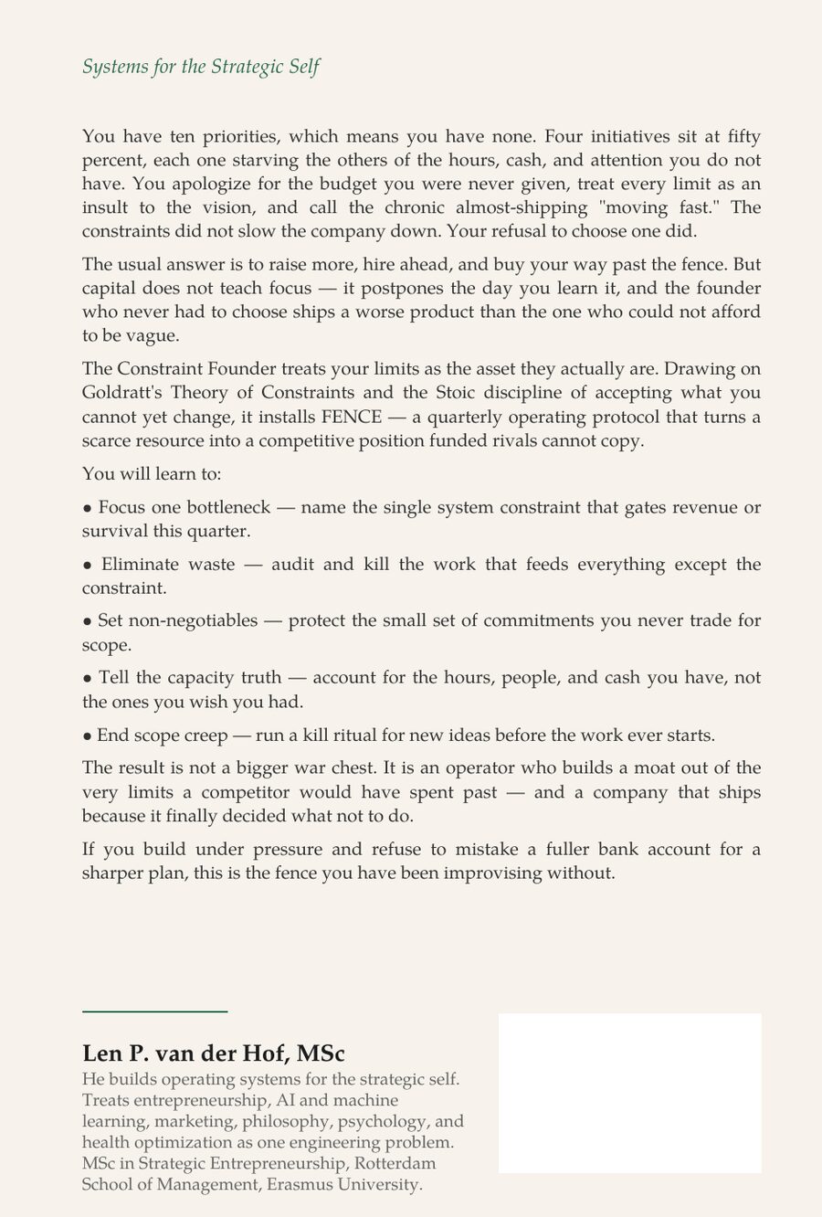 The Constraint Founder — back cover
