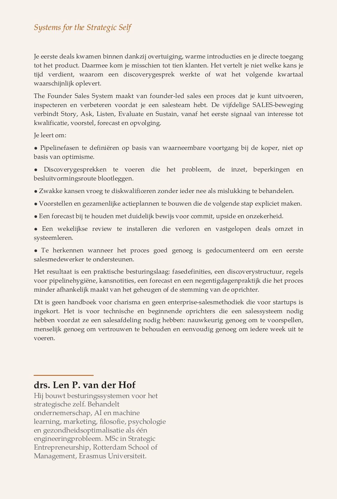The Founder Sales System — achterkant