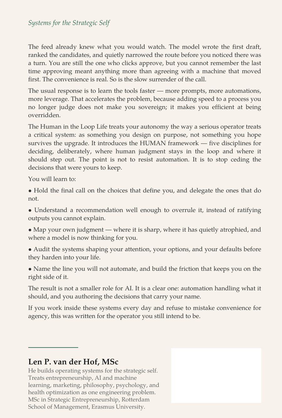 The Human in the Loop Life — back cover