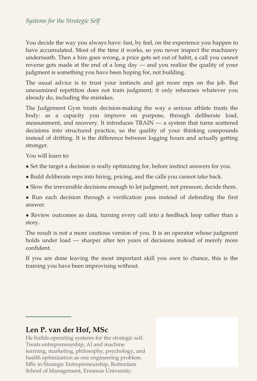 The Judgement Gym — back cover