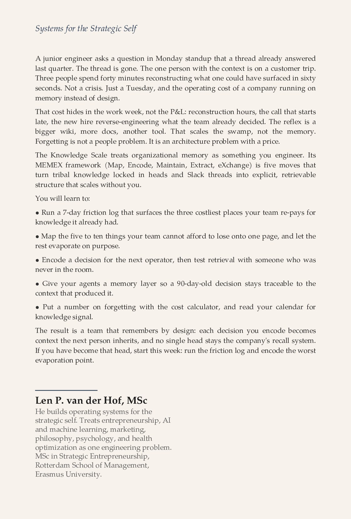 The Knowledge Scale — back cover