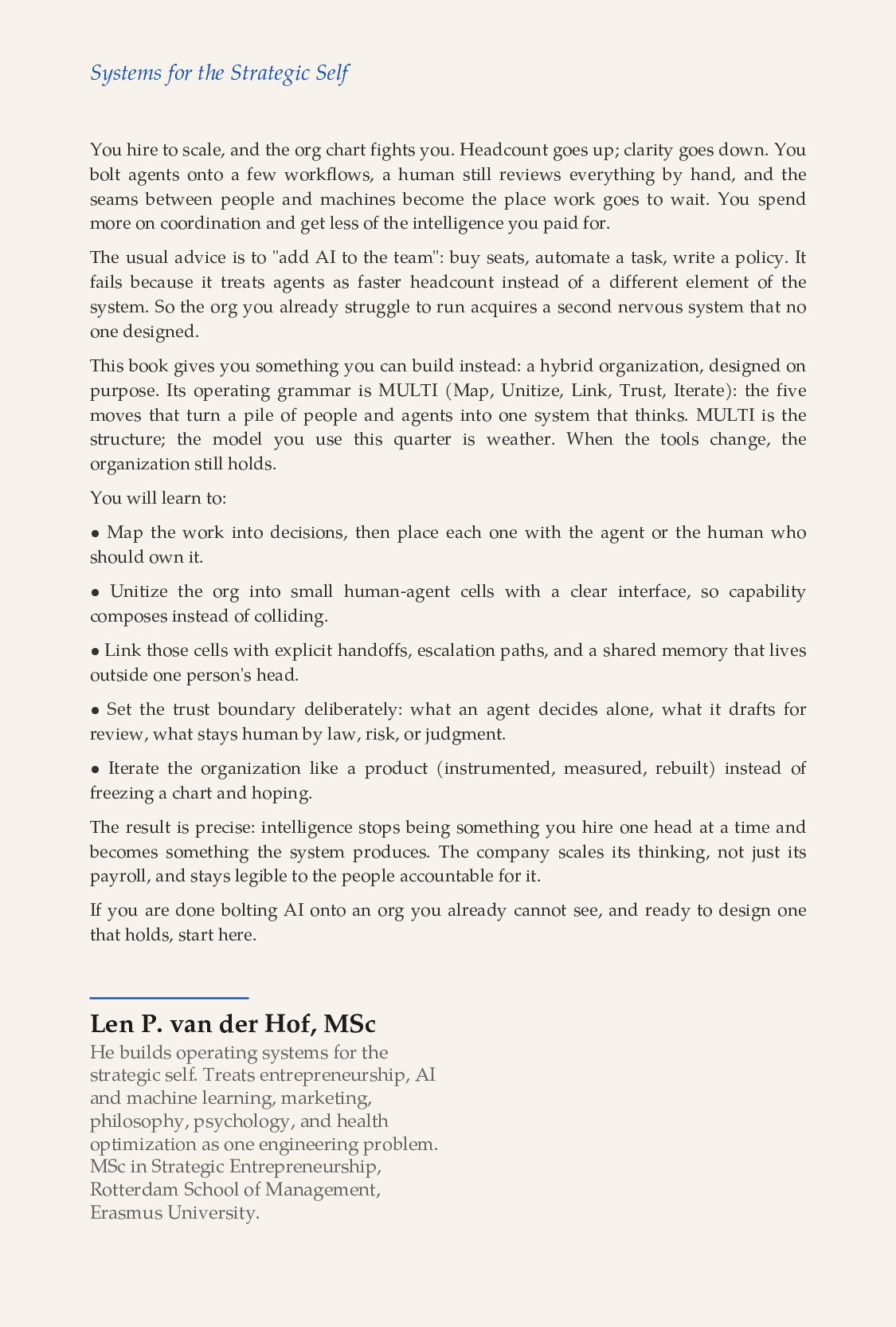 The Multi-Agent Organization — back cover