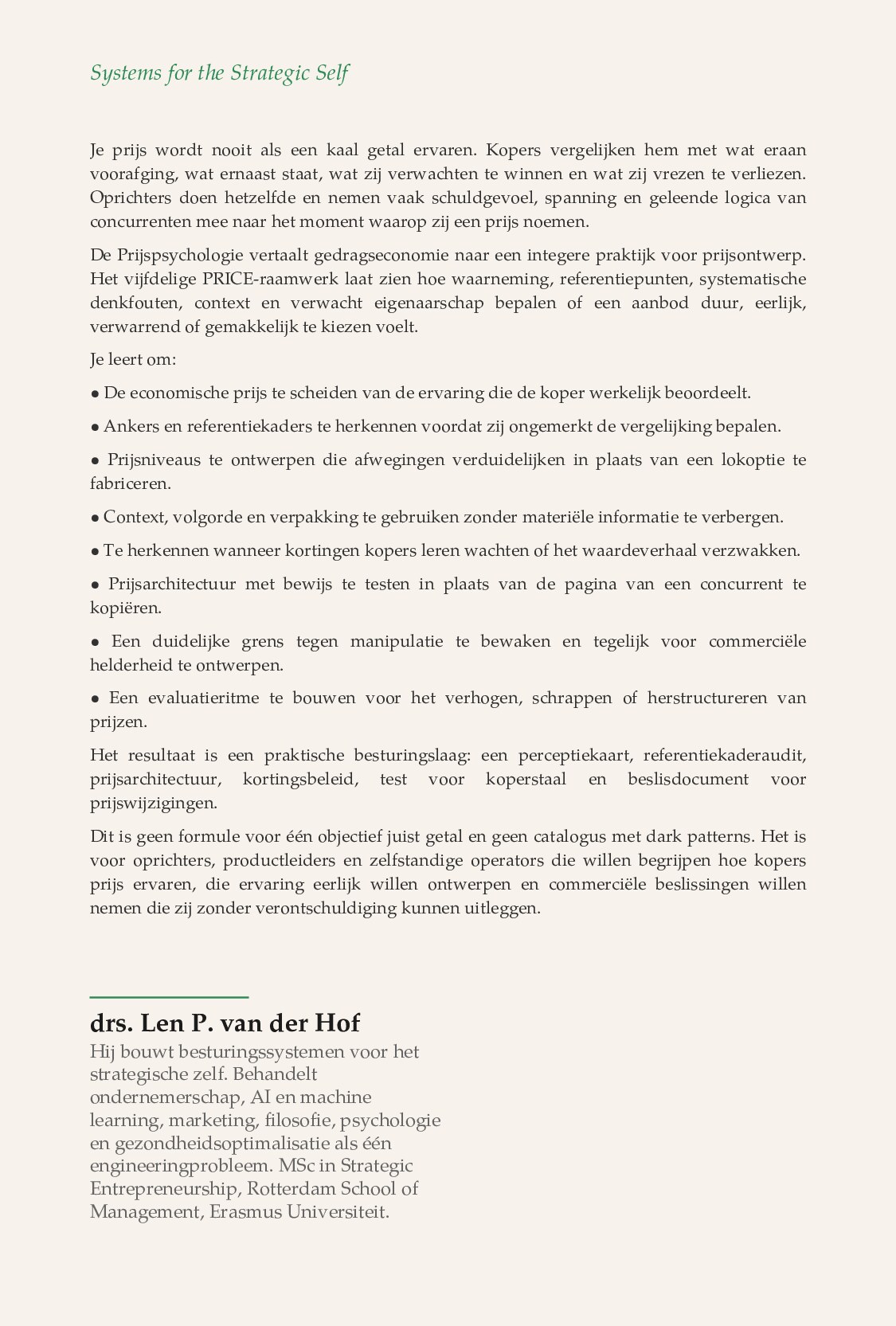 De Prijspsychologie — achterkant
