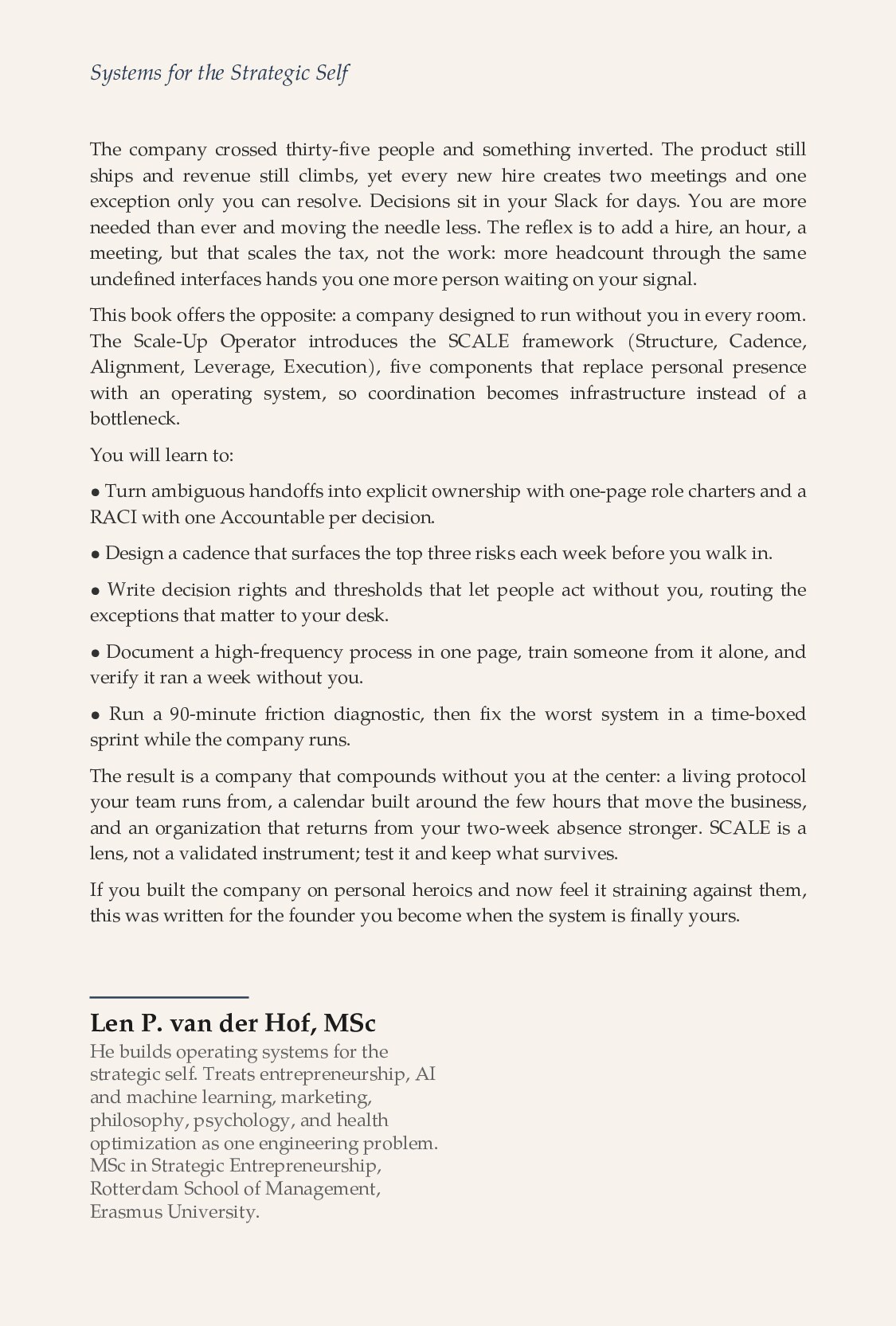 The Scale-Up Operator — back cover