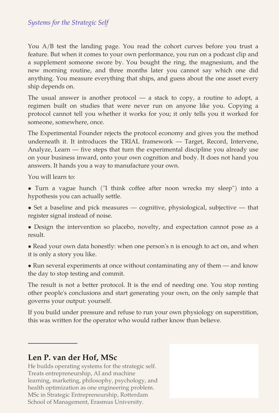 The Experimental Founder — back cover