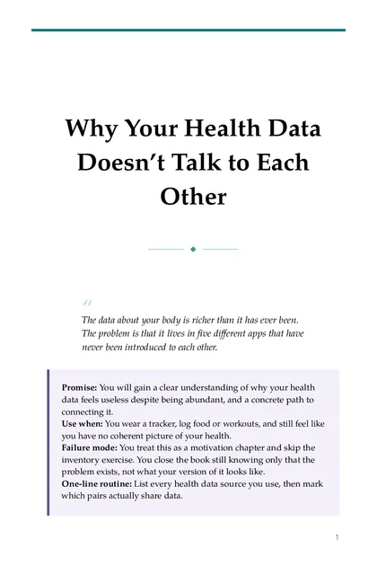 The chapter promise: You will gain a clear understanding of why your health data feels useless despite being abundant, and a…