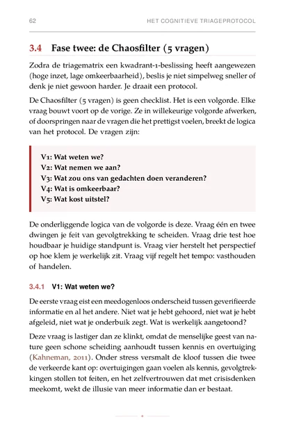 Beslissen onder Chaos, gedrukte pagina: V2: Wat nemen we aan?