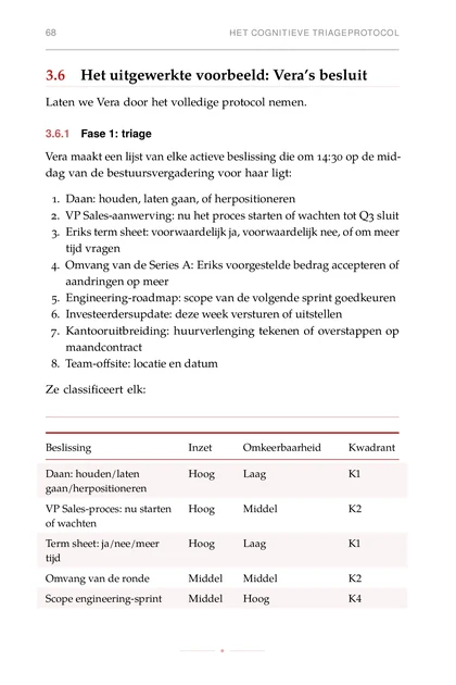 Beslissen onder Chaos, gedrukte pagina: Daan: houden/laten Hoog Laag K1