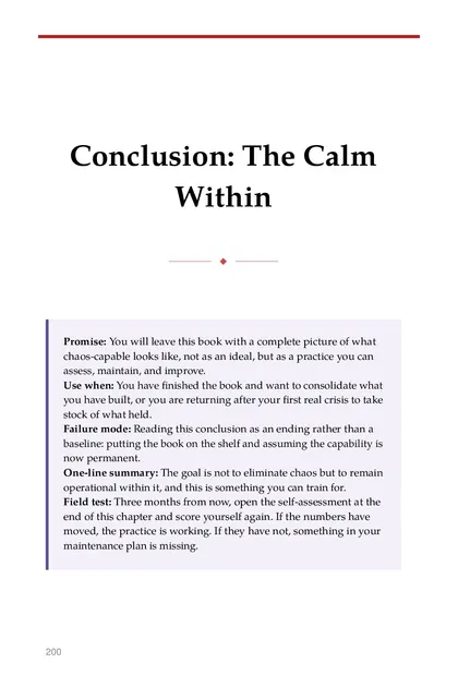 The chapter promise: You will leave this book with a complete picture of what chaos-capable looks like, not as an ideal, but…