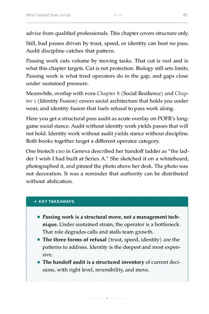 Leadership Under Load, printed page: Passing work is a structural move, not a management tech-