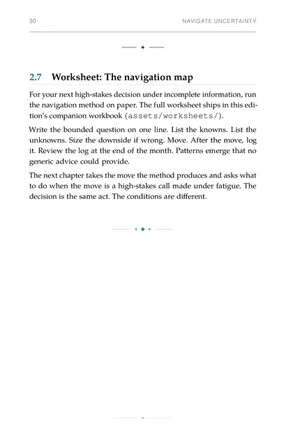 Leadership Under Load, printed page: 2.7 Worksheet: The navigation map
