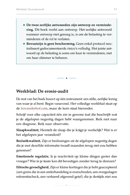 Leiderschap Onder Belasting, gedrukte pagina: Werkblad: De erosie-audit 11