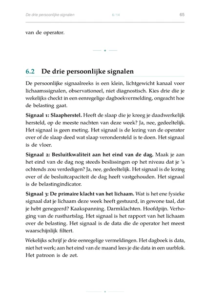 Leiderschap Onder Belasting, gedrukte pagina: van de operator.