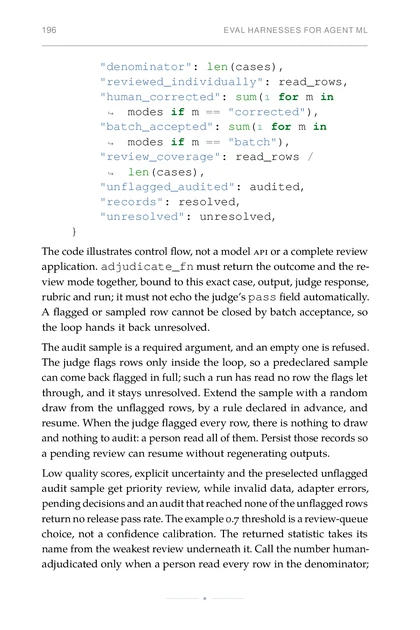 ML for Agent Builders, printed page: A flagged or sampled row cannot be closed by batch acceptance, so