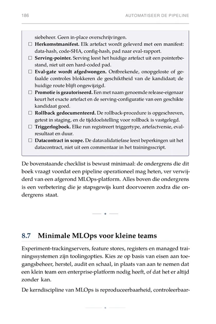 ML voor Agent-Bouwers, gedrukte pagina: De bovenstaande checklist is bewust minimaal: de ondergrens die dit