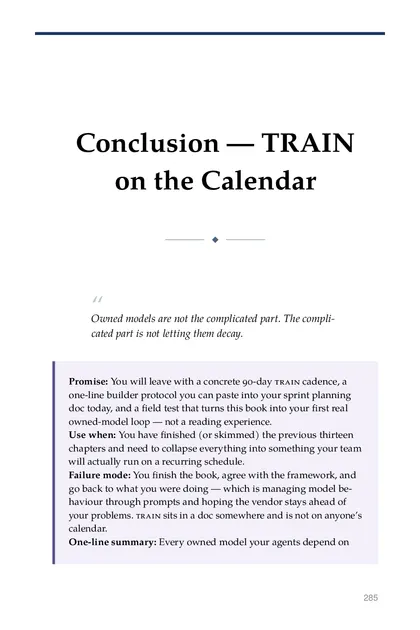 The chapter promise: You will leave with a concrete 90-day train cadence, a one-line builder protocol you can paste into…