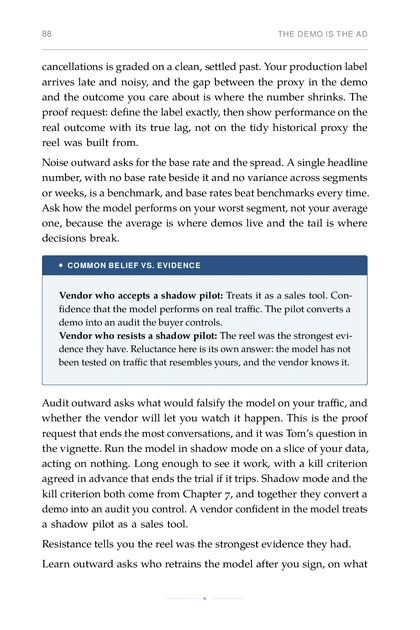 ML for Strategic Founders, printed page: Learn outward asks who retrains the model after you sign, on what