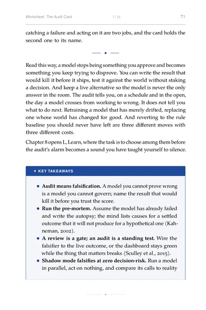 ML for Strategic Founders, printed page: Worksheet: The Audit Card 7 12 71