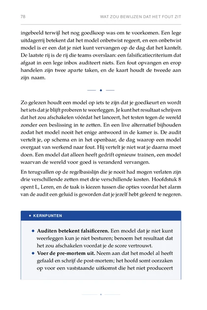 ML voor Strategische Oprichters, gedrukte pagina: Voer de pre-mortem uit. Neem aan dat het model al heeft