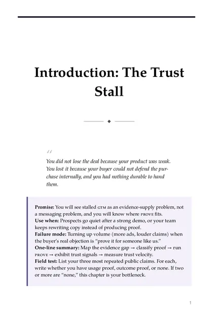 The chapter promise: You will see stalled gtm as an evidence-supply problem, not a messaging problem, and you will know…