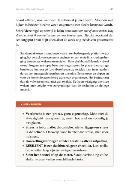 De psychologie van oprichtersveerkracht, gedrukte pagina: RESILIENT is een dashboard, geen checklist. Lees welke