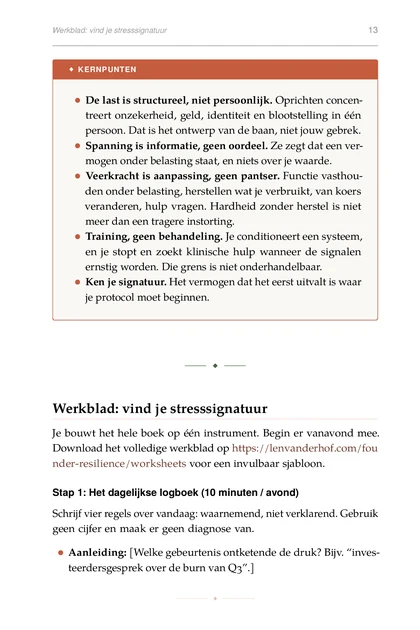De psychologie van oprichtersveerkracht, gedrukte pagina: Werkblad: vind je stresssignatuur 13