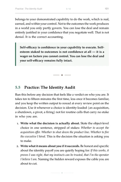 Stoic Systems for Decision-Making, printed page: Practice: The Identity Audit 5 12 101