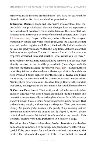 Stoic Systems for Decision-Making, printed page: O: Outcome Detachment. The identity audit asks the uncomfortable