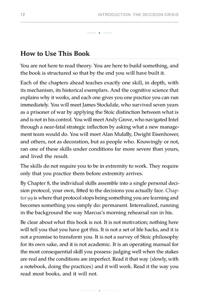 Stoic Systems for Decision-Making, printed page: How to Use This Book