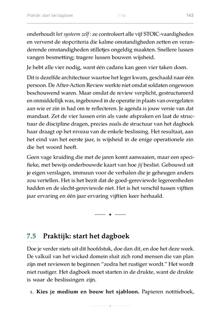 Stoïcijnse Systemen voor Beslissingen, gedrukte pagina: Geen vage kruiding die met de jaren komt aanwaaien, maar een speci-