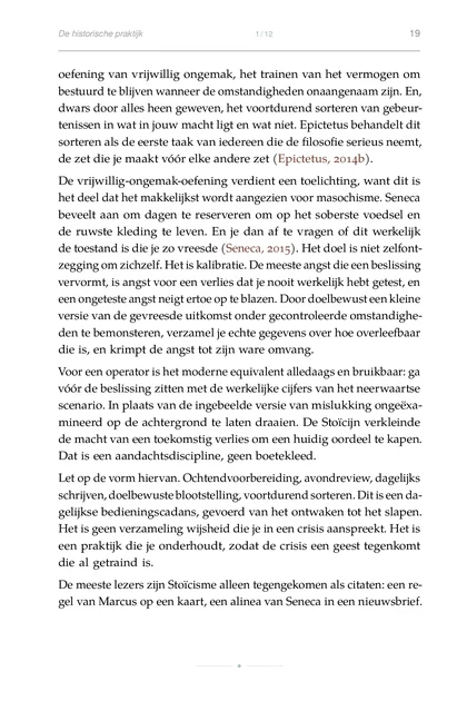 Stoïcijnse Systemen voor Beslissingen, gedrukte pagina: oefening van vrijwillig ongemak, het trainen van het vermogen om
