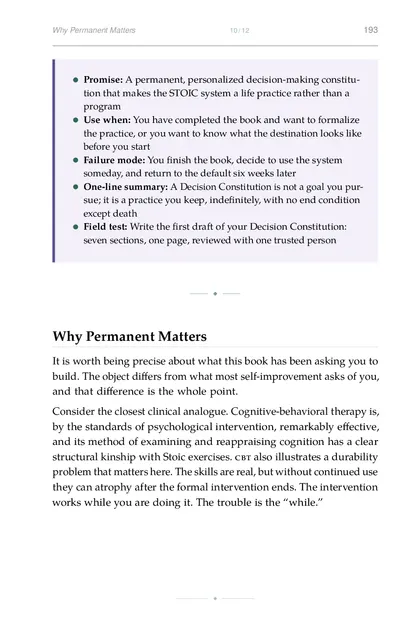 The chapter promise: A permanent, personalized decision-making constitution that makes the STOIC system a life practice…