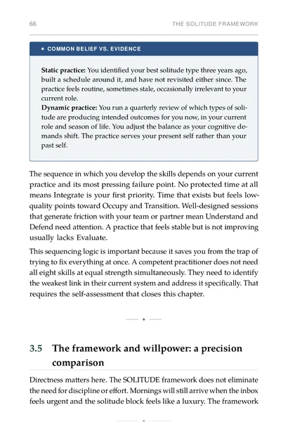 Strategic Solitude, printed page: practice feels routine, sometimes stale, occasionally irrelevant to your