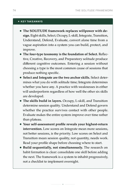 Strategic Solitude, printed page: The SOLITUDE framework replaces willpower with de-