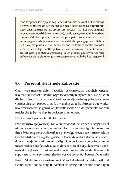 Strategische Stilte, gedrukte pagina: Geen twee mensen delen dezelfde residuniveaus, dezelfde zintuig-