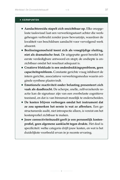 Strategische Stilte, gedrukte pagina: Werkblad: De Connectiviteitsaudit 1/0 37