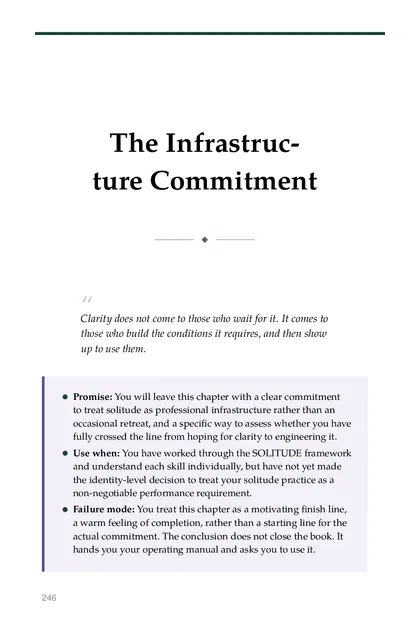 The chapter promise: You will leave this chapter with a clear commitment to treat solitude as professional infrastructure…