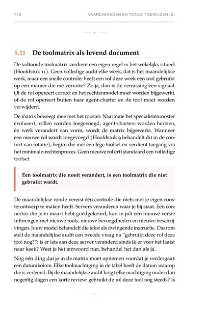 Het Agent-Droomteam, gedrukte pagina: Een toolmatrix die nooit verandert, is een toolmatrix die niet