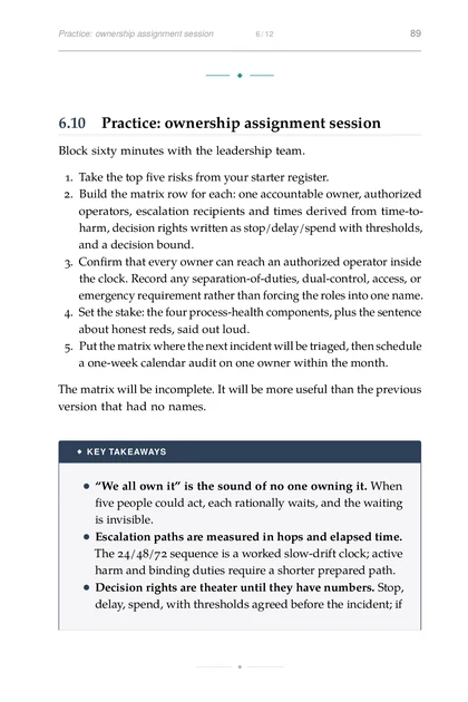 The AI Risk Register, printed page: Practice: ownership assignment session 6 12 89