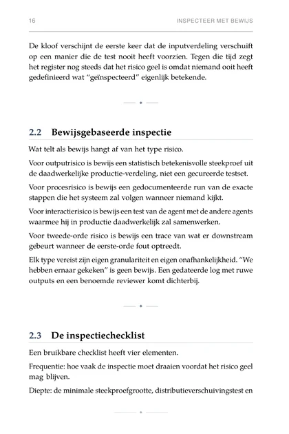 Het AI-Risicoregister, gedrukte pagina: Voor procesrisico is bewijs een gedocumenteerde run van de exacte