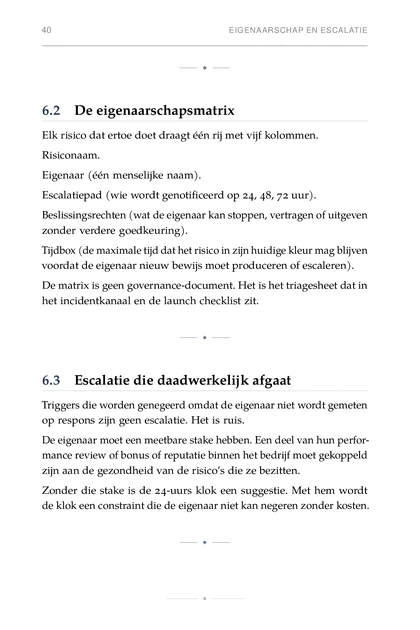 Het AI-Risicoregister, gedrukte pagina: Zonder die stake is de 24-uurs klok een suggestie. Met hem wordt