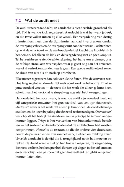 De Aandachts-Architect, gedrukte pagina: Hoe lang ze globaal duurde. Tot welk soort werk ze behoorde. En of ze